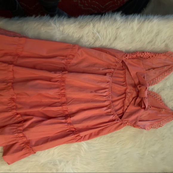 Coral embroidered sun dress - Picture 3 of 4